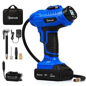 Digital Air Compressor 20V Rechargeable Battery with 12V Car Power Adapter