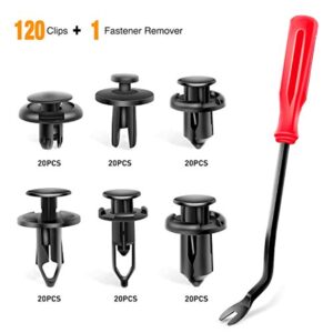 120PCS Car Retainer Expansion Screws Replacement Kit Bumper Push Rivet Clips And 1PC Fastener Remover