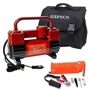 Tire Inflator 12V Air Compressor with  Double Cylinders-Adapter.
