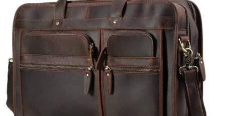 Polare Men’s 17″ Full Grain Leather Messenger Bag