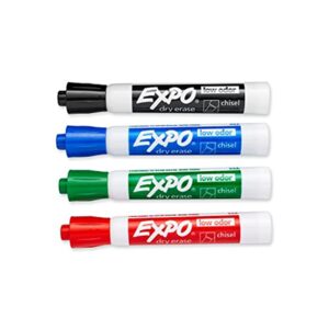EXPO 80074 Low-Odor Dry Erase Markers, Chisel Tip, Assorted Colors