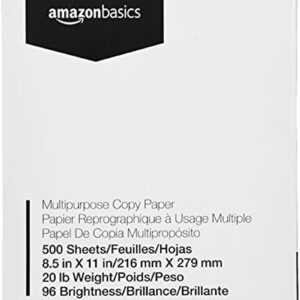 Multipurpose Copy Printer Paper - 96 Bright White, 8.5 x 11 Inches(500 Sheets)
