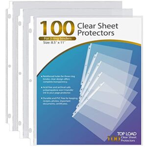 KTRIO Sheet Protectors 8.5 x 11 inch Clear Page Protectors for 3 Ring Binder