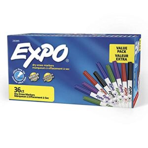 EXPO Low-Odor Dry Erase Markers, Fine Tip, Assorted Colors