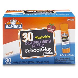 Elmer's Disappearing Purple School Glue, Washable, 30 Pack