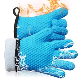 Kitchen Oven Gloves Silicone and Cotton Double-Layer Heat Resistant