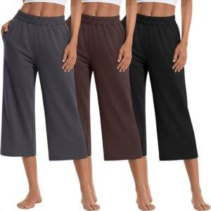 Women's Wide Leg Capris Loose Cropped Yoga Pants